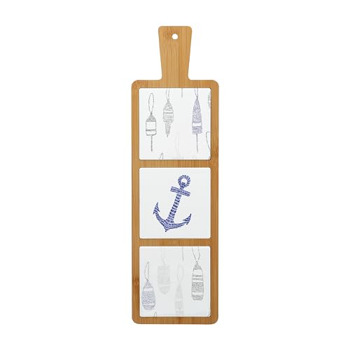 Pavilion Gift Company- Lake - 16.5" Bamboo Ceramic Trivet Lake Life Lakefront Nautical Anchor Buoy Kitchen Decor