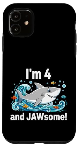 I'm 4 and Jawsome Shark 4΂̒a qp X}zP[X iPhone 11 p
