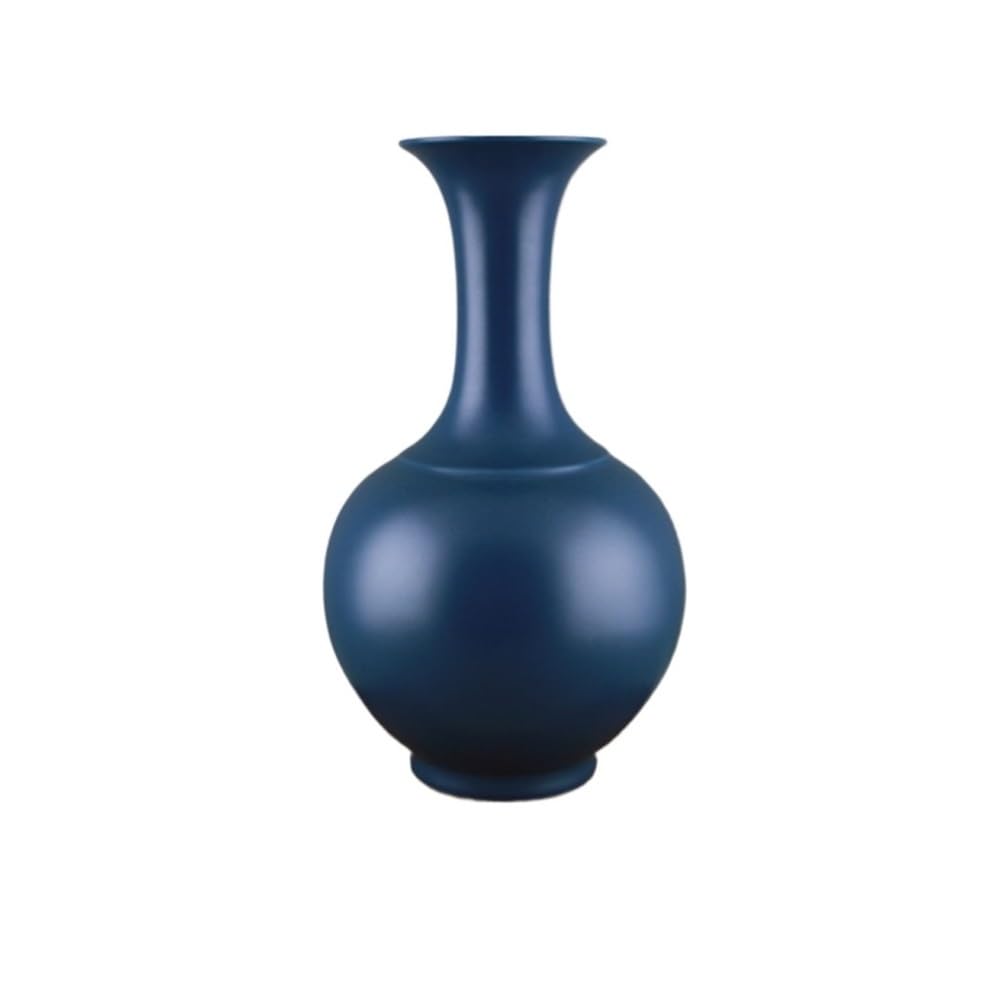 Vase à fleurs vintage en émail bleu nuit pour table basse et salon rétro