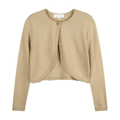 Image of Girls Cardigan Bolero Ruffle Open Front Button Cover-Up 3-12Y