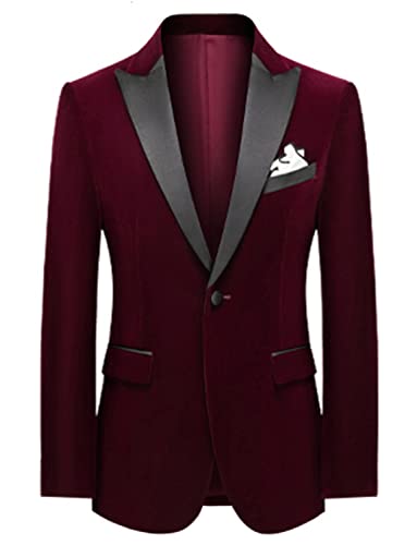 Manteau Blazer en Velours à Revers en Pointe Costume Homme Luxe
