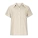 Women Cotton Linen Shirts with Pockets Casual Solid Short Sleeve Button Down Blouse Tunic Shirt Summer Tops Plus Size D-Brown
