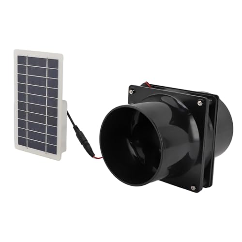 Haofy 10 W 12 V Solarbetriebener Abluftventilator, Solar-Entlüftungsventilator, ABS-Solarpanel-Ventilator-Set für Runde Rohre für Haustierhaus, Hühnerstall, Wohnmobil, Gewächshaus