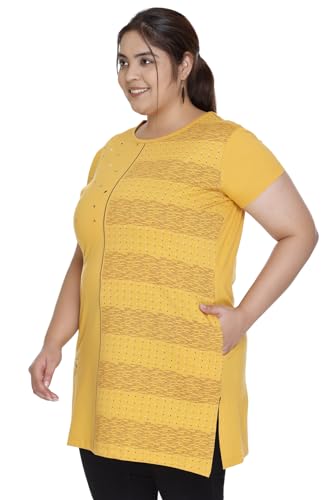Image of Women Printed Cotton Tshirt with Side Slits & Pocket