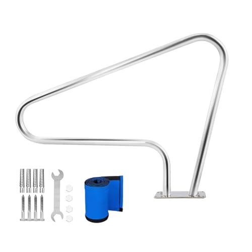 Rampe Piscine INOX 39 * 32 Pouces, Rampe de Piscine avec Couvercle Blue Grip, Echelle Piscine Hors Sol, Rampes de Piscine for Parc Aquatique, Centre de Sources Chaudes