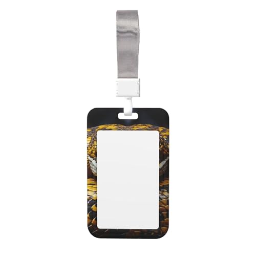 Yellow Snake ID Badge Holder with Lanyard Hard Plastic Work Badge Sleeve Sliding ID Credit Cards Vertical Key Card Holder ID Card Protector Case for Office Women Men