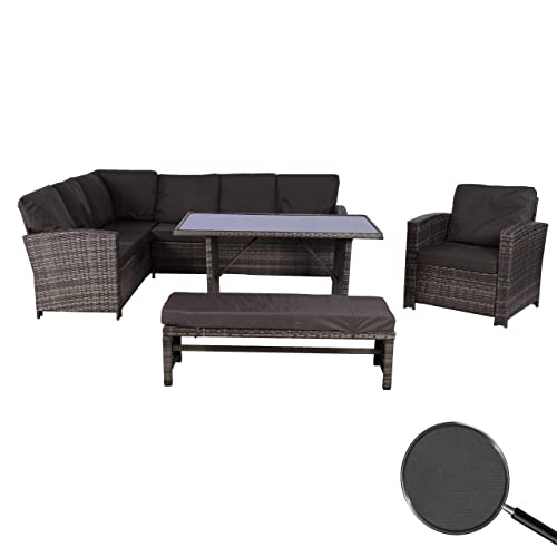 Mendler Poly-Rattan-Garnitur HWC-L81, Gartengarnitur Sitzgruppe...