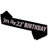 It’s My 22nd Birthday Sash,22nd Birthday Sash Decor,Glitter 22nd Birthday Gifts for Girl,Happy 22nd Birthday Party Decorations