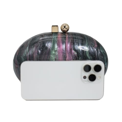 Image of Acrylic Evening Clutch Bag for Women Shell Shape Shoulder Crossbody Bag Glitter Marble Purse Handbag