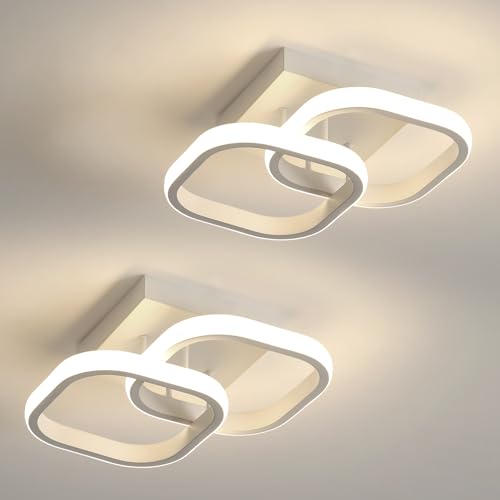 Mckalen Plafoniera LED Soffitto Moderno, 2 pezzi 22W 2475LM Lampada da Soffitto Soggiorno, Bianca Lampadario LED Soffitto per Camera da Letto Corridoio Cucina, Luce Neutra 4500K