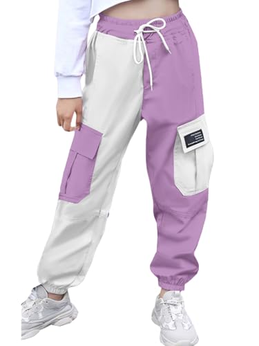 Image of Cromoncent Girls&Womens Cargo Pants Elastic Waist Lightweight Outdoor Jogger Pants, 6 Years - XX-Large