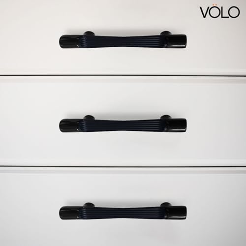 Image of VOLO Wardrobe Cabinet Handle - Sleek Pull Handle for Drawers, Wardrobes, Sliding Doors, and Cabinets in Kitchen, Bedroom, and Office (R-241) (1, Black, 96MM (4 Inch))
