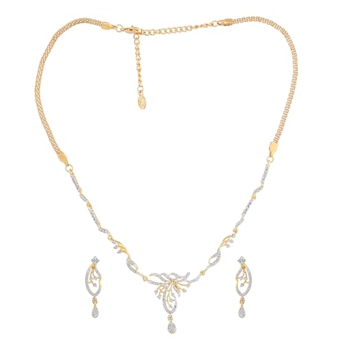 Image of Estele Elegant Gold Plated Necklace Set with CZ Detailing for Women|Occasional Wear for Women