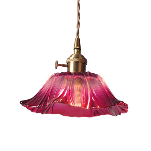 KESOTO Lampe à Suspension en Forme de Fleur Lampe Suspendue en Verre à Fleurs, E27 Lustre à Fleurs Créatif Abat-jour, plafonnier, Petit Lustre à Fleurs,...