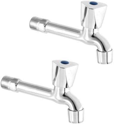 SPAZIO Stainless Steel Brass Disc Jazz Long Body Bib Cock Tap with Wall Flange for Bathroom& Kitchen (Standard; Silver) - Pack of 2 (B0BQR39BQF) Amazon Price History, Amazon Price Tracker