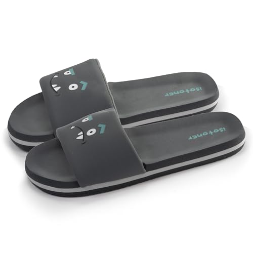 Isotoner Mules - Claquetas mixtas para niños, muy cómodas, fáciles de poner, gris, 30/31 EU