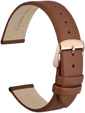 （23:30時点） [WOCCI] 本革時計バンド 12mm カーフレザー 腕時計交換ベルト ブラウン ローズゴールドーバックル
