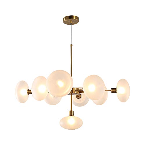 AYMAYA Lustre Scandinave En Verre De Fer,Créatif Lumière Du Salon,Simple Moderne Lustre à Domicile,Lumière De Chambre à Manger-Bronze d'or 9 têtes