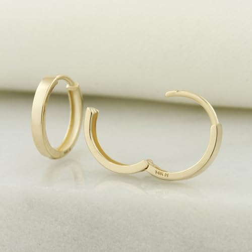 Image of 14k Solid Gold Huggie Earrings, Real Gold Earrings, Plain Gold Huggie Hoop Earrings, Simple Gold Huggie
