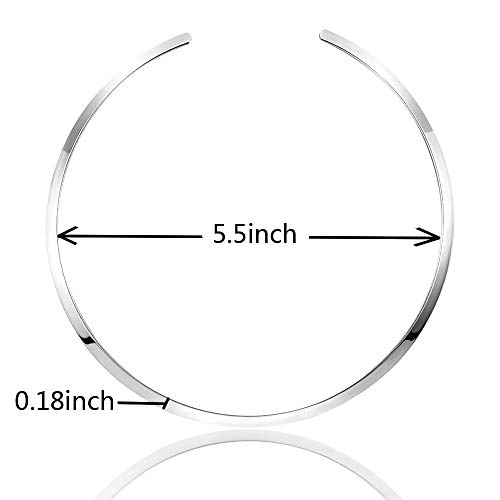 Statement Women Choker Necklace Polished Stainless Steel Chunky Necklace Collar Jewelry (White Silver) #TOP2