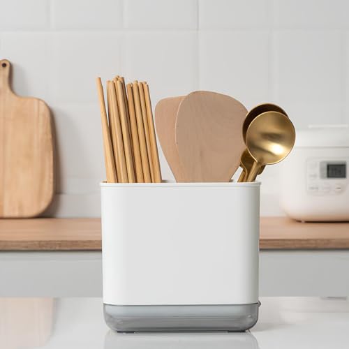 Miniatura 5 de Jawai Escurridor De Cubiertos, Porta Utensilios De Cocina, Estante Para Cubiertos Multifuncional, Escurreplatos Para Cubiertos, Para Guardar Cuchillos, Tenedores, Espátulas, Cucharas Blanco