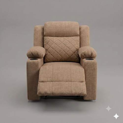 Image of Amazon Brand - Solimo Cosmo | Single Seater Sofa Recliner | Manual Recliner (Velvet Beige) | 1 Year Warranty