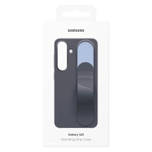 Image of Samsung Galaxy S25 Standing Grip Phone Case, Protective Cover, Soft Touch, Kickstand, Durable Design, US Version, EF-GS931CBEGUS, Black