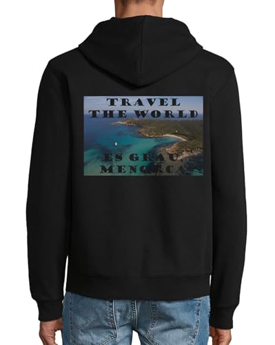 Veste à capuche en coton mélangé Noir Menorca par Travel The World ES Grau