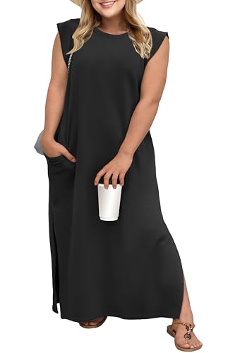 OLRIK 2025 Summer Women's Plus Size Maxi Dresses...