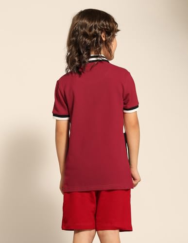 Image of Kids Regular fit Boys Cotton Fabric Decoration Short Sleeves Polo T-Shirts (UKOETSH1007 Red 13-14Y)