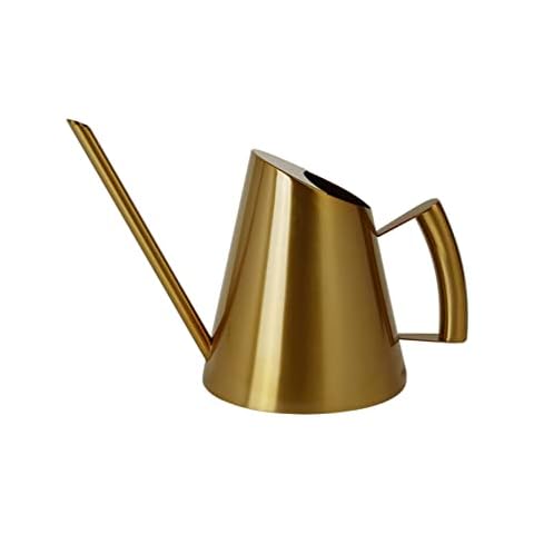 Anawakia Watering Can Stainless Steel Long Mouth Watering Can Gold Metal Small Flower Watering Can Water Can for Indoor Plants Hanging Plants Flower (900 ml, Gold) Cover