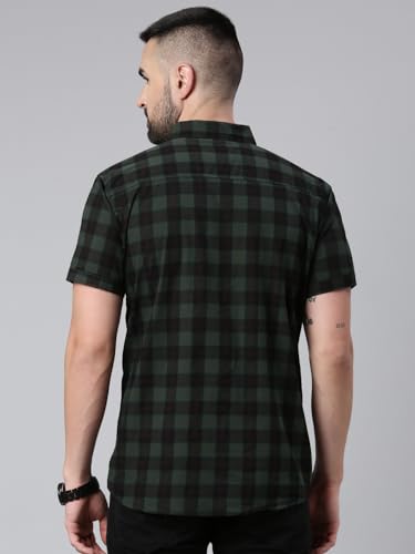 Image of Majestic Man Men Cotton Checkered Half Sleeve Slim Fit Casual Shirt