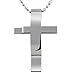 Produktbild Hanessa Herren-Schmuck Silber Kreuz Design-Anhänger Gebogen Edelstahl Halskette Geschenk zu Weihnachten für den Freund / Mann