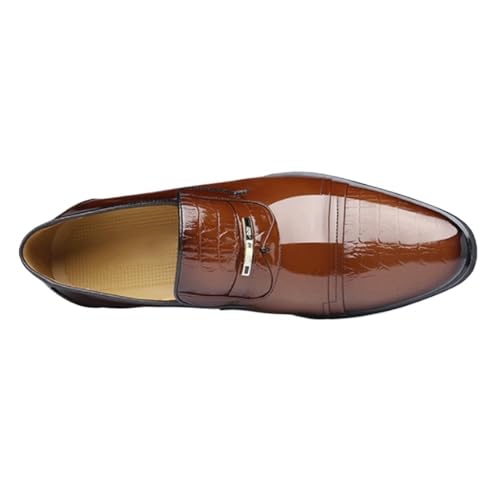 Formal Shoes Dress Oxford for Men's Pu Leather Vintage Slip On Pointed Toe Non Slip Rubber Sole Low Top Prom4