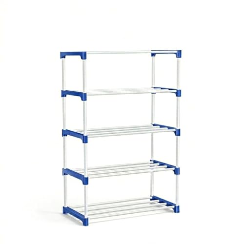 Image of 5 Tier Shoe Rack with Shelf, Thick Strong Pipes for Heavy Load Multipurpose Organizer Rack Shoe, Cloth & Book Storage Shelf for Home, Balcony, Living Room & Workspace