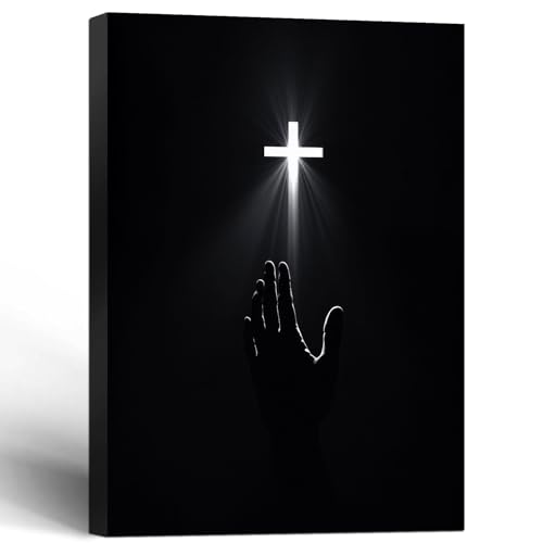 Framed Christian Wall Art Redemption Faith Poster Cross and Hands