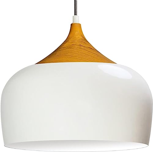 bamyum White Wood Style I Kreis I Ø 30cm E27 Bulb Metal LED Ceili...