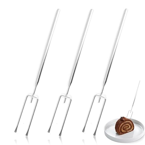 AUEFUDQ Juego de 3 Tenedores para Fondue, Tenedores de Fondue de Acero Inoxidable, Tenedor de Chocolate, Tenedor para Mojar Chocolate de Acero Inoxidable para Fondue de Queso Frutas Asados Malvaviscos