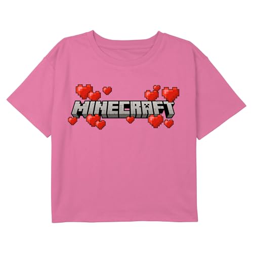 Fifth Sun Minecraft Girls' Logo Hearts Boxy Crop Tee
