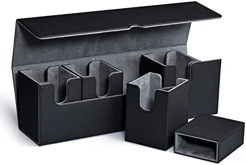 UAONO 5-in-1 Sammelkartenbox für MTG Commander, Schwarz | 4 Deckboxen, 1 Würfel-/Spielsteinbox und abnehmbarer Deckel