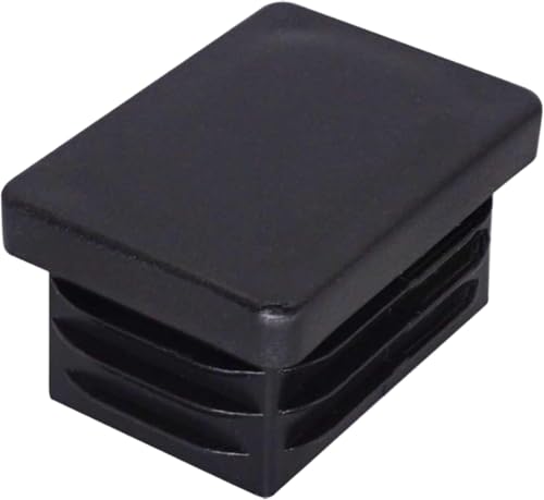 Image of (Pack of 10) Rectangular Plastic Plugs 63 /64 inch x 1-3 /8 inch (25 x 35 mm), Matt Tube Inserts, Fence Post Caps, Jet Black RAL 9005