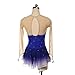MANYUBEI Adults Figure Ice Skating Dress, Girls Kids Skating Skirts Gradient Color Long Sleeves Shiny Rhinestones Competition Performance Clothes Gymnastics,XL,Blue