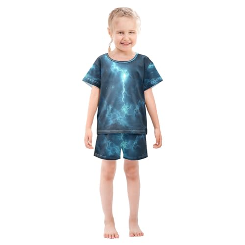 Pajama Sets Short Sleeve Lightning Cool Soft Cotton Summer Sleepwear 2 Piece PJS Size 5-14T4