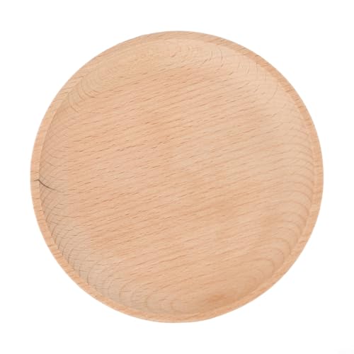 Honseadek Assiette à dessert en bois massif brut pour fruits secs ronds et thé naturel fait à la main (12 x 12 cm)