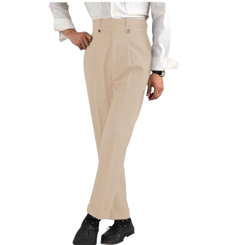 Men's Silm Fit Pant Straight Suit Modern Business Flat Front Expandable Dress Pants for Men