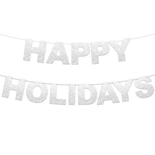Happy Holidays Banner -Silver Foiled for Free Holidays 2021 New Years Christmas Party Decorations Bu - //coolthings.us