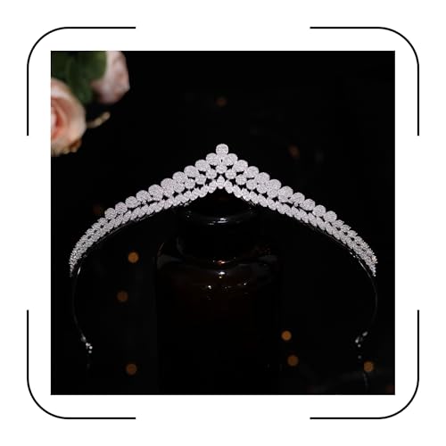 Aoligrace Small 5A Cubic Zirconia Wedding Tiara for Bride CZ Prinicess Pageant Crowns Birthday Party Vintage Hair Accessories