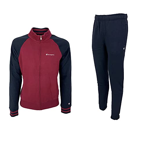 Champion tuta da ginnastica felpata art.214897 (vs516 bordeaux/blu, l)