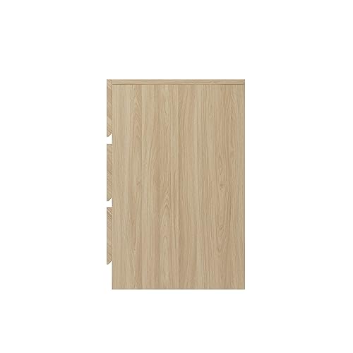 GFW Catania Pair of Bedside Drawers Sideboard Cabinet, Modern Herringbone Design Wood Effect Finish Bedroom Furniture Storage Chest, Euro Oak, Height 60.5 x Width 35 x Depth 40 - Image 5