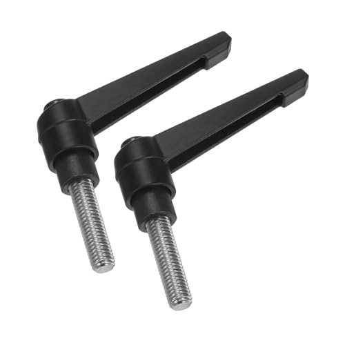 Image of uxcell 2pcs Clamping Lever Handles, M8 x 25mm 304 Stainless Steel Threaded Male Stud, Adjustable Handles Locking Quick Release Ratchet Push Button Bolt Knobs, Black